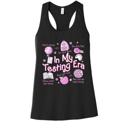 In My Testing Era Teachers Student Rock The Test Testing Day Women's Racerback Tank