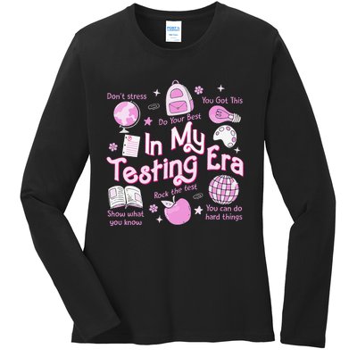 In My Testing Era Teachers Student Rock The Test Testing Day Ladies Long Sleeve Shirt