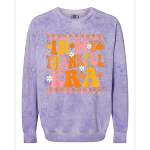 In My Thankful Era Fall Pumpkin Autumn Groovy Thanksgiving Colorblast Crewneck Sweatshirt