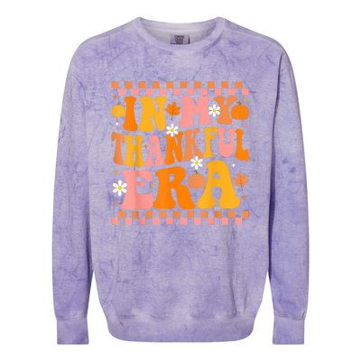 In My Thankful Era Fall Pumpkin Autumn Groovy Thanksgiving Colorblast Crewneck Sweatshirt