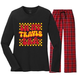 In My Travis Era Retro Groovy Women's Long Sleeve Flannel Pajama Set 