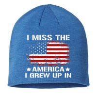 I Miss The America I Grew Up In American Flag Vintage Gift Sustainable Beanie