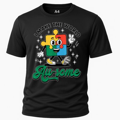 I Make The World Au-Some Autism Puzzle Boy Support Performance Shirt
