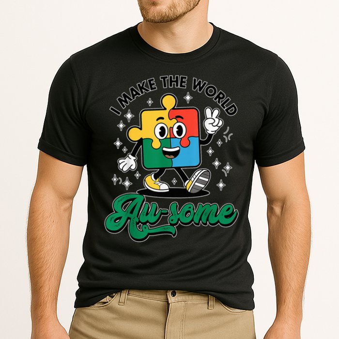 I Make The World Au-Some Autism Puzzle Boy Support Performance Shirt