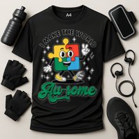 I Make The World Au-Some Autism Puzzle Boy Support Performance Shirt