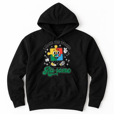 I Make The World Au-Some Autism Puzzle Boy Support Hoodie