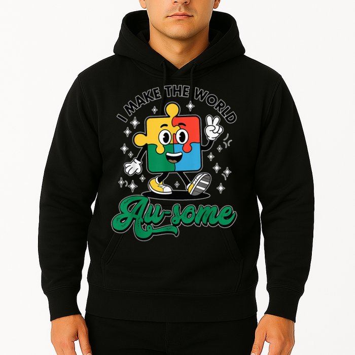 I Make The World Au-Some Autism Puzzle Boy Support Hoodie