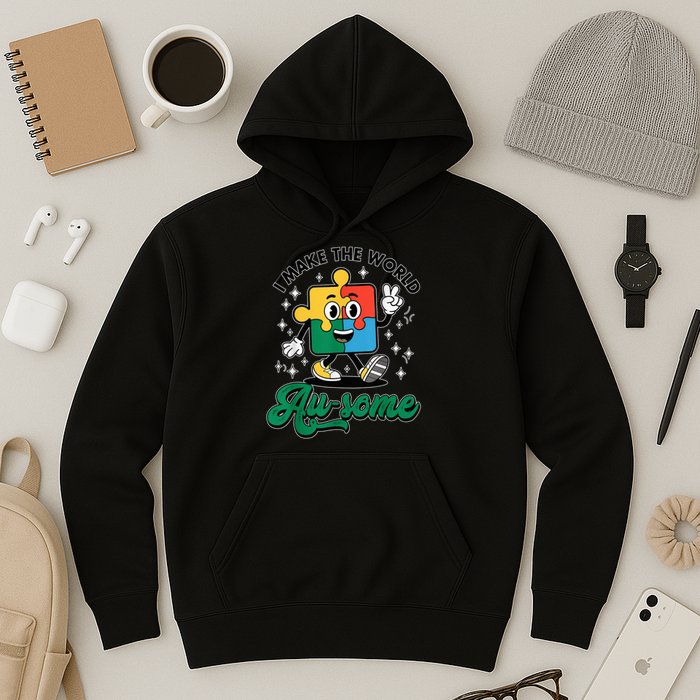 I Make The World Au-Some Autism Puzzle Boy Support Hoodie