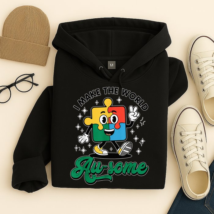 I Make The World Au-Some Autism Puzzle Boy Support Hoodie