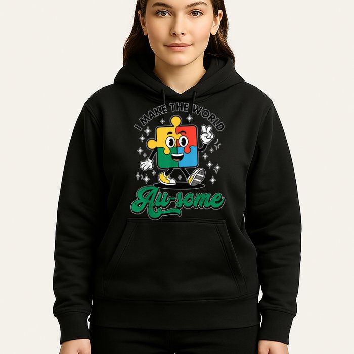 I Make The World Au-Some Autism Puzzle Boy Support Hoodie