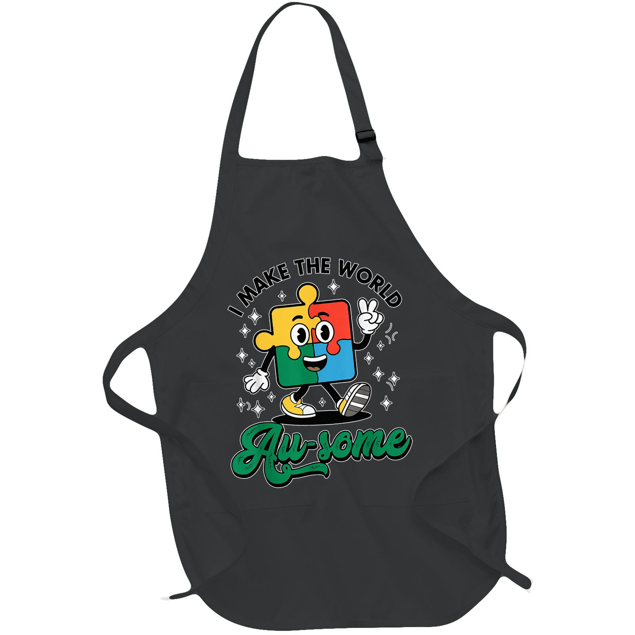 I Make The World Au-Some Autism Puzzle Boy Support Apron