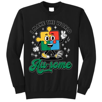 I Make The World Au-Some Autism Puzzle Boy Support Sweatshirt