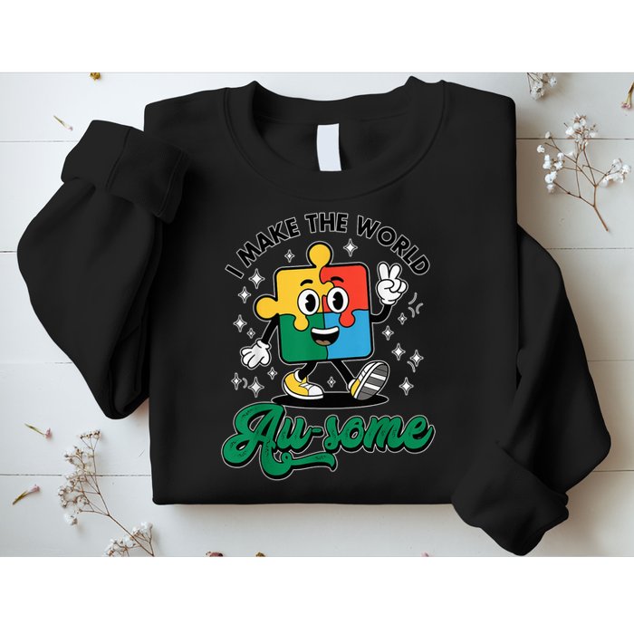 I Make The World Au-Some Autism Puzzle Boy Support Sweatshirt