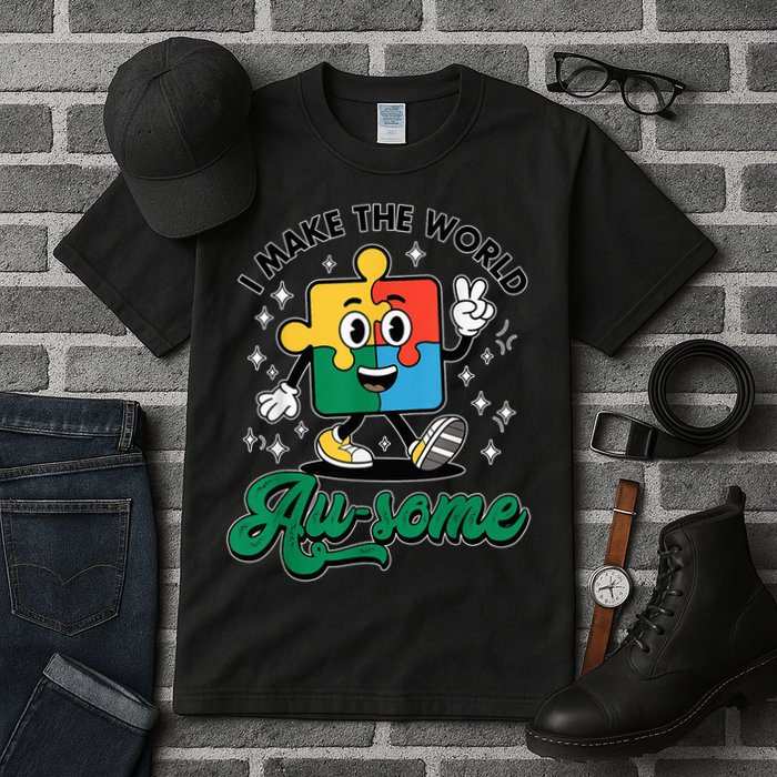 I Make The World Au-Some Autism Puzzle Boy Support Tall T-Shirt