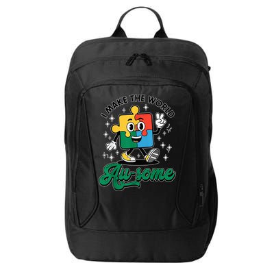 I Make The World Au-Some Autism Puzzle Boy Support City Backpack