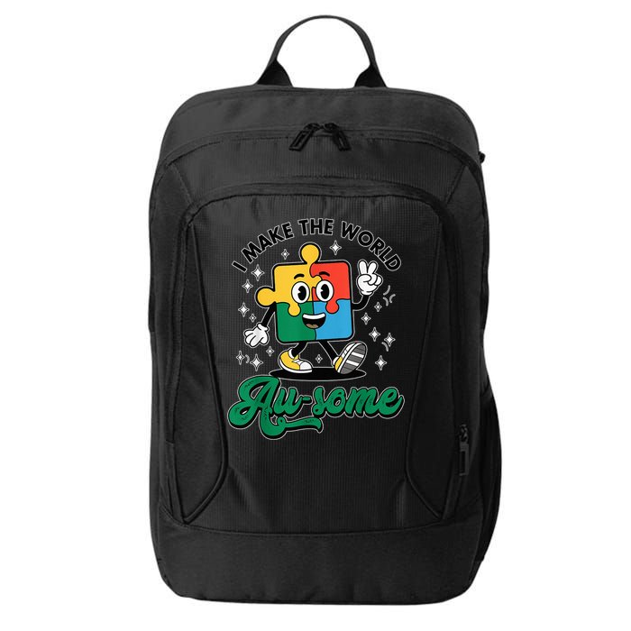 I Make The World Au-Some Autism Puzzle Boy Support City Backpack