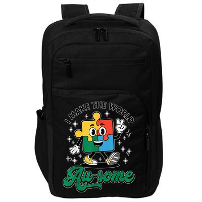 I Make The World Au-Some Autism Puzzle Boy Support Impact Tech Backpack