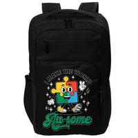 I Make The World Au-Some Autism Puzzle Boy Support Impact Tech Backpack