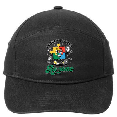 I Make The World Au-Some Autism Puzzle Boy Support 7-Panel Snapback Hat