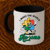 I Make The World Au-Some Autism Puzzle Boy Support Mug