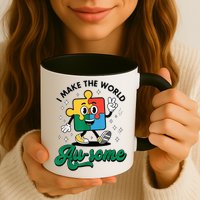I Make The World Au-Some Autism Puzzle Boy Support Mug