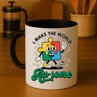 I Make The World Au-Some Autism Puzzle Boy Support Mug