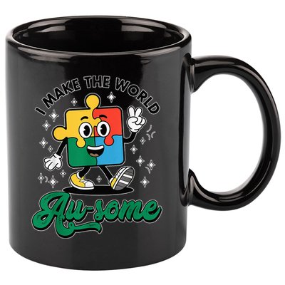 I Make The World Au-Some Autism Puzzle Boy Support 11oz C Handle Ceramic Mug