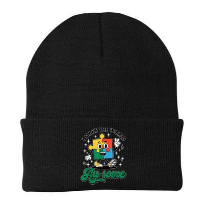 I Make The World Au-Some Autism Puzzle Boy Support Beanie