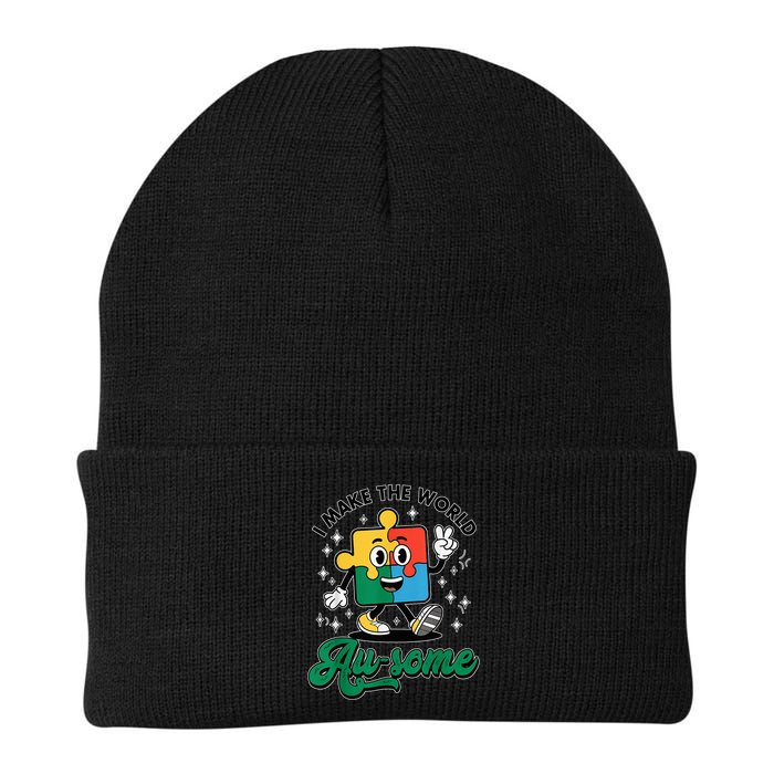 I Make The World Au-Some Autism Puzzle Boy Support Beanie