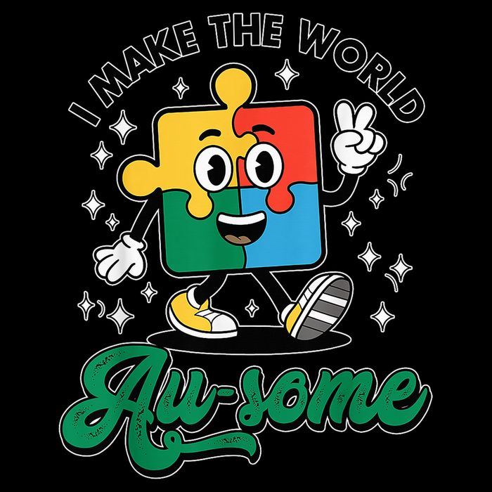 I Make The World Au-Some Autism Puzzle Boy Support Drawstring Bag