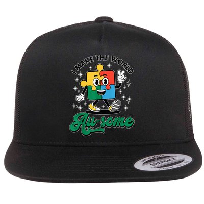 I Make The World Au-Some Autism Puzzle Boy Support Flatbill Hat