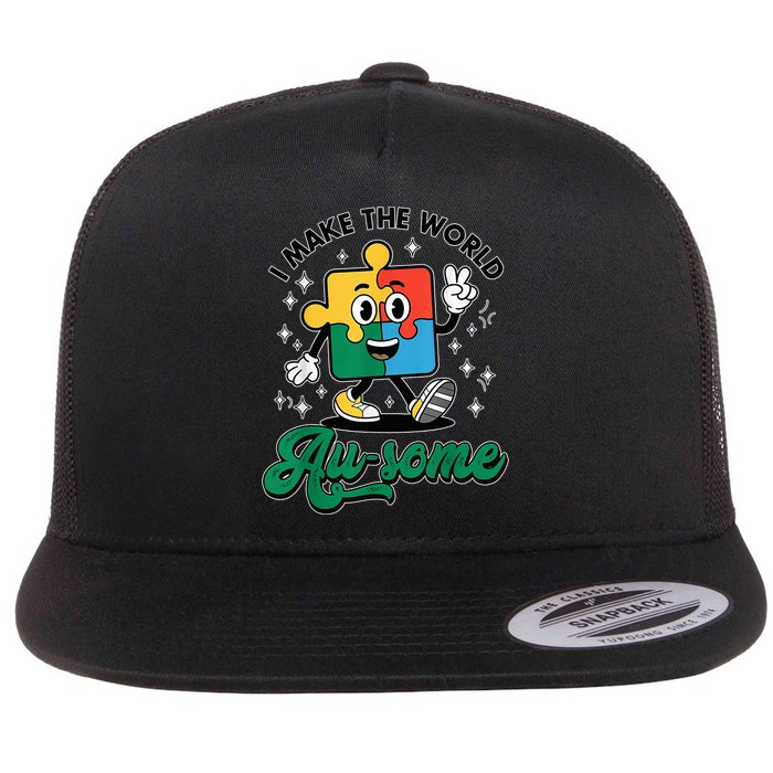 I Make The World Au-Some Autism Puzzle Boy Support Flatbill Hat