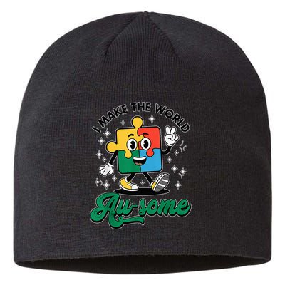 I Make The World Au-Some Autism Puzzle Boy Support Sustainable Beanie