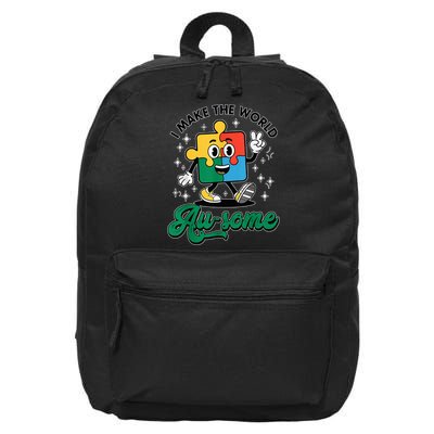 I Make The World Au-Some Autism Puzzle Boy Support 16 in Basic Backpack