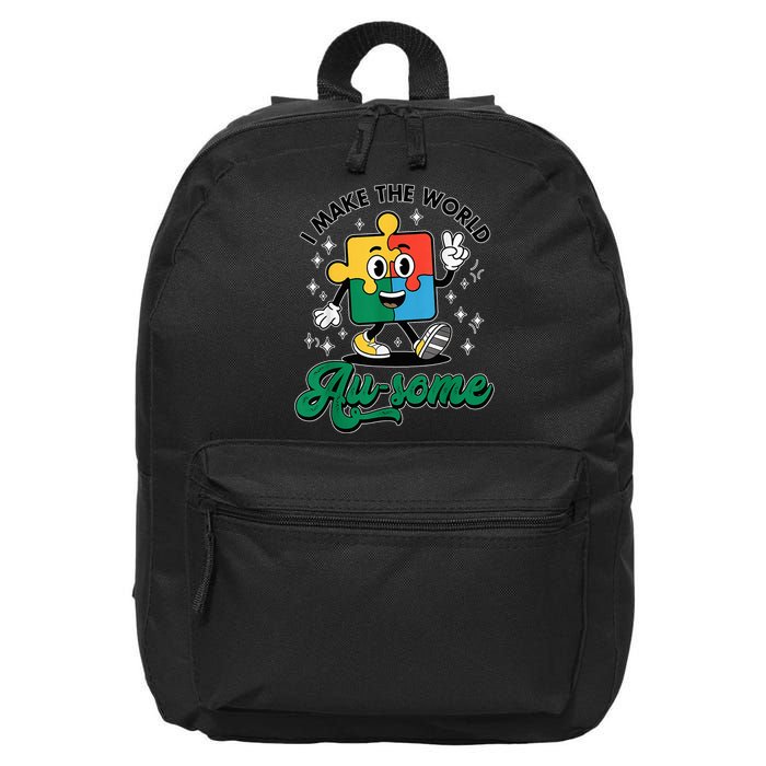 I Make The World Au-Some Autism Puzzle Boy Support 16 in Basic Backpack