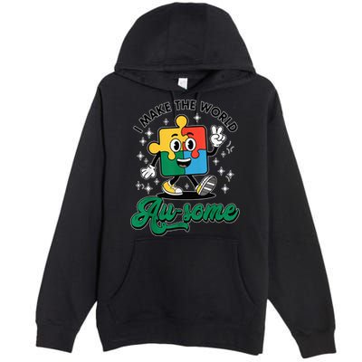 I Make The World Au-Some Autism Puzzle Boy Support Premium Pullover Hoodie