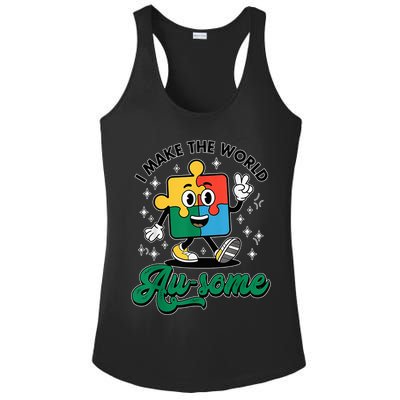 I Make The World Au-Some Autism Puzzle Boy Support Ladies PosiCharge Competitor Racerback Tank