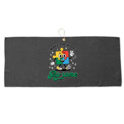 I Make The World Au-Some Autism Puzzle Boy Support Large Microfiber Waffle Golf Towel