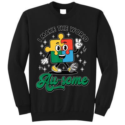 I Make The World Au-Some Autism Puzzle Boy Support Tall Sweatshirt