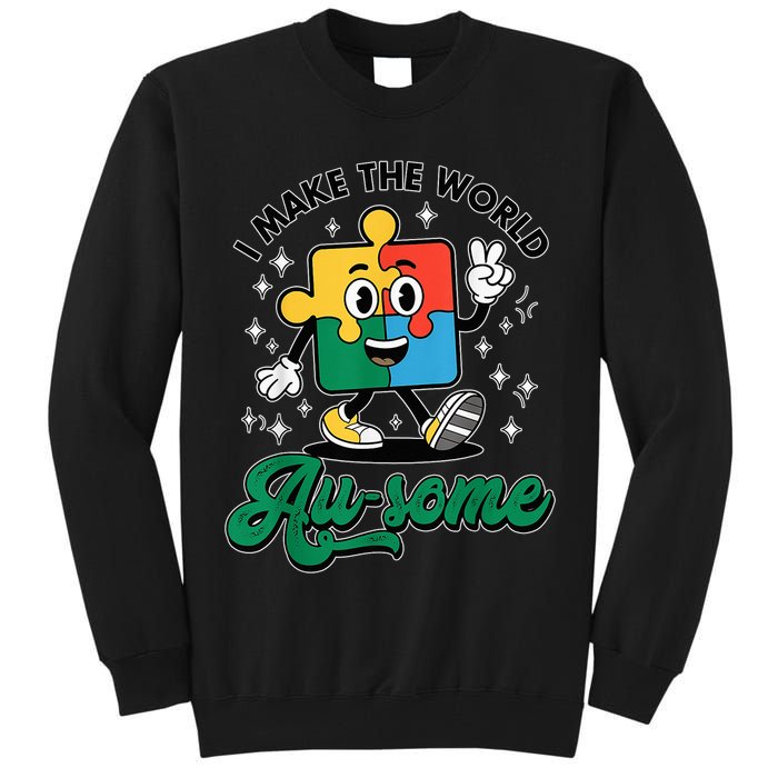 I Make The World Au-Some Autism Puzzle Boy Support Tall Sweatshirt