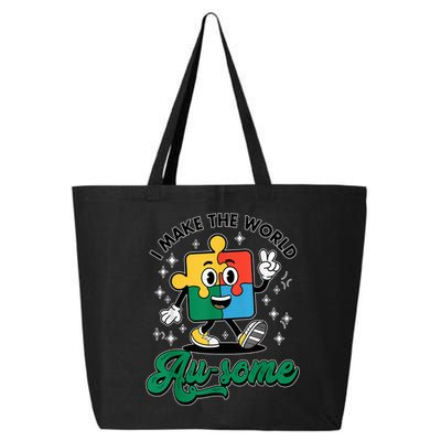 I Make The World Au-Some Autism Puzzle Boy Support 25L Jumbo Tote