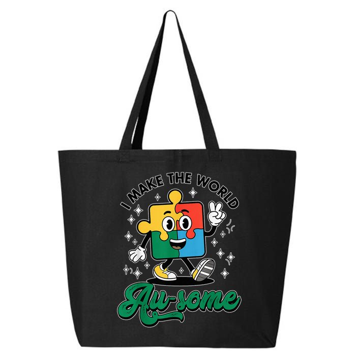 I Make The World Au-Some Autism Puzzle Boy Support 25L Jumbo Tote