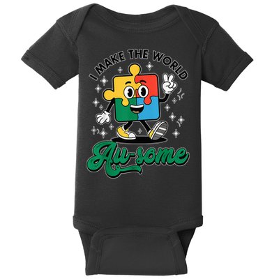I Make The World Au-Some Autism Puzzle Boy Support Baby Bodysuit