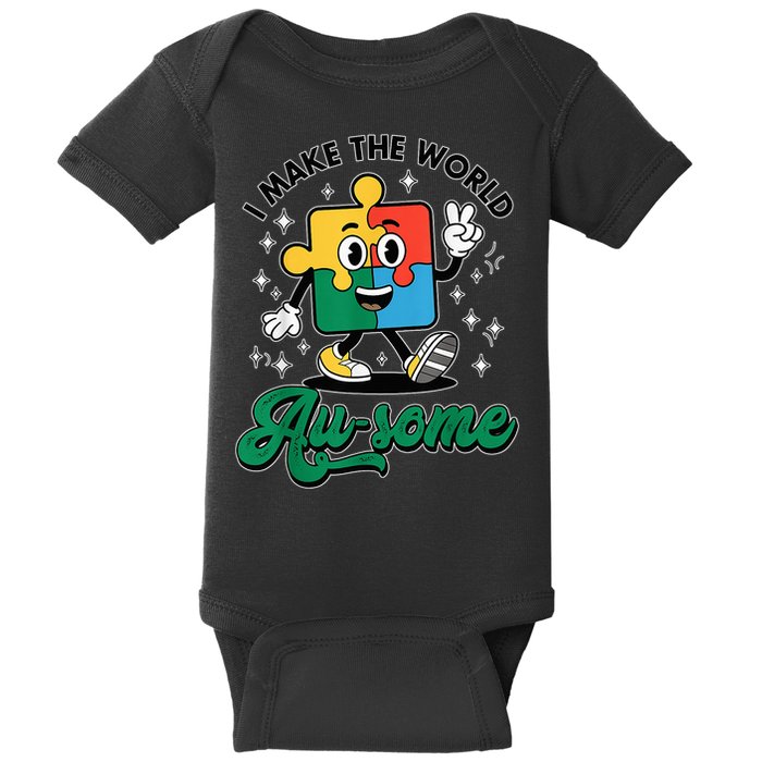 I Make The World Au-Some Autism Puzzle Boy Support Baby Bodysuit