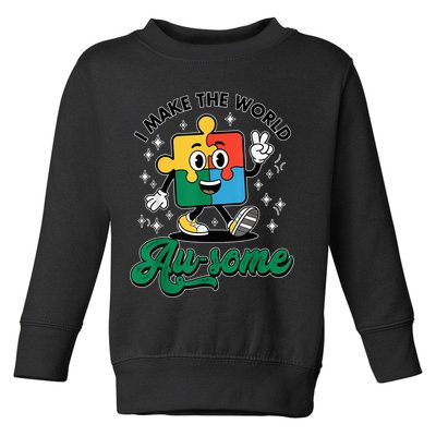 I Make The World Au-Some Autism Puzzle Boy Support Toddler Sweatshirt