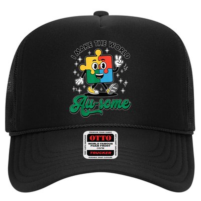 I Make The World Au-Some Autism Puzzle Boy Support Trucker Hat