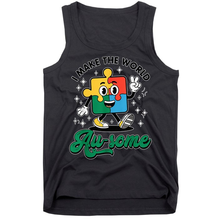 I Make The World Au-Some Autism Puzzle Boy Support Tank Top