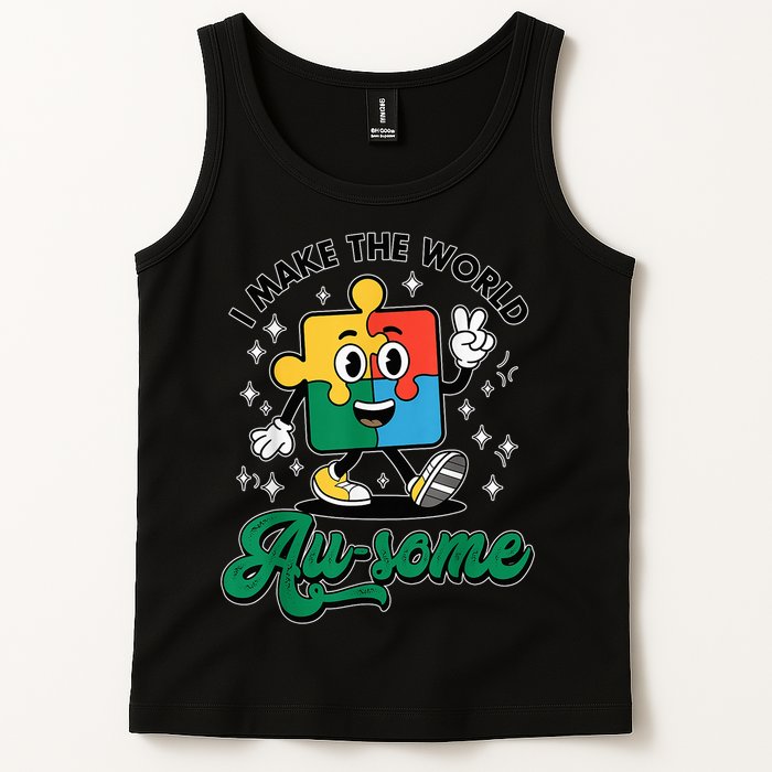 I Make The World Au-Some Autism Puzzle Boy Support Tank Top