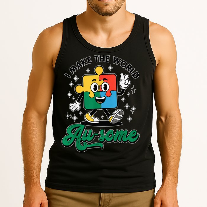 I Make The World Au-Some Autism Puzzle Boy Support Tank Top