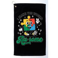 I Make The World Au-Some Autism Puzzle Boy Support Golf Towel